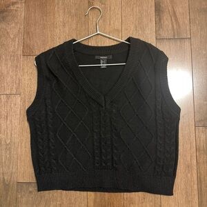 ⭐️2 for $15⭐️ Forever 21 Black Cable-Knit V-Neck Sweater Vest